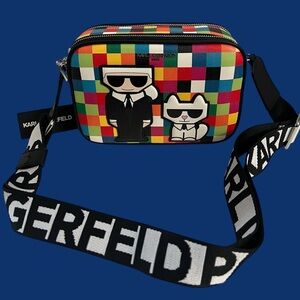 Karl Lagerfeld Colorful Checkered Messenger Bag